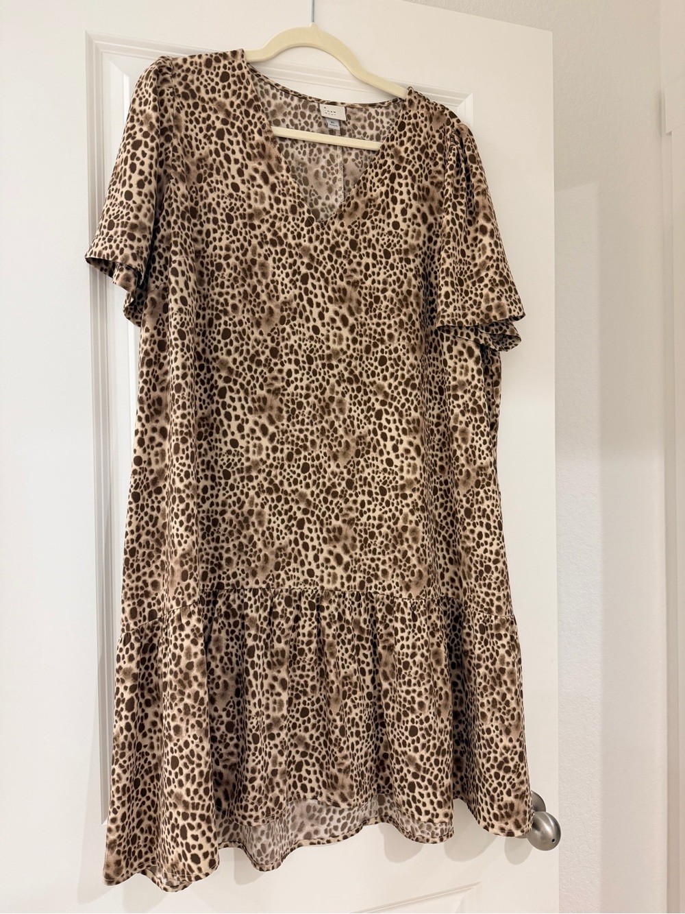 a new day Leopard Print V-Neck Mini Dress in Beige and Brown